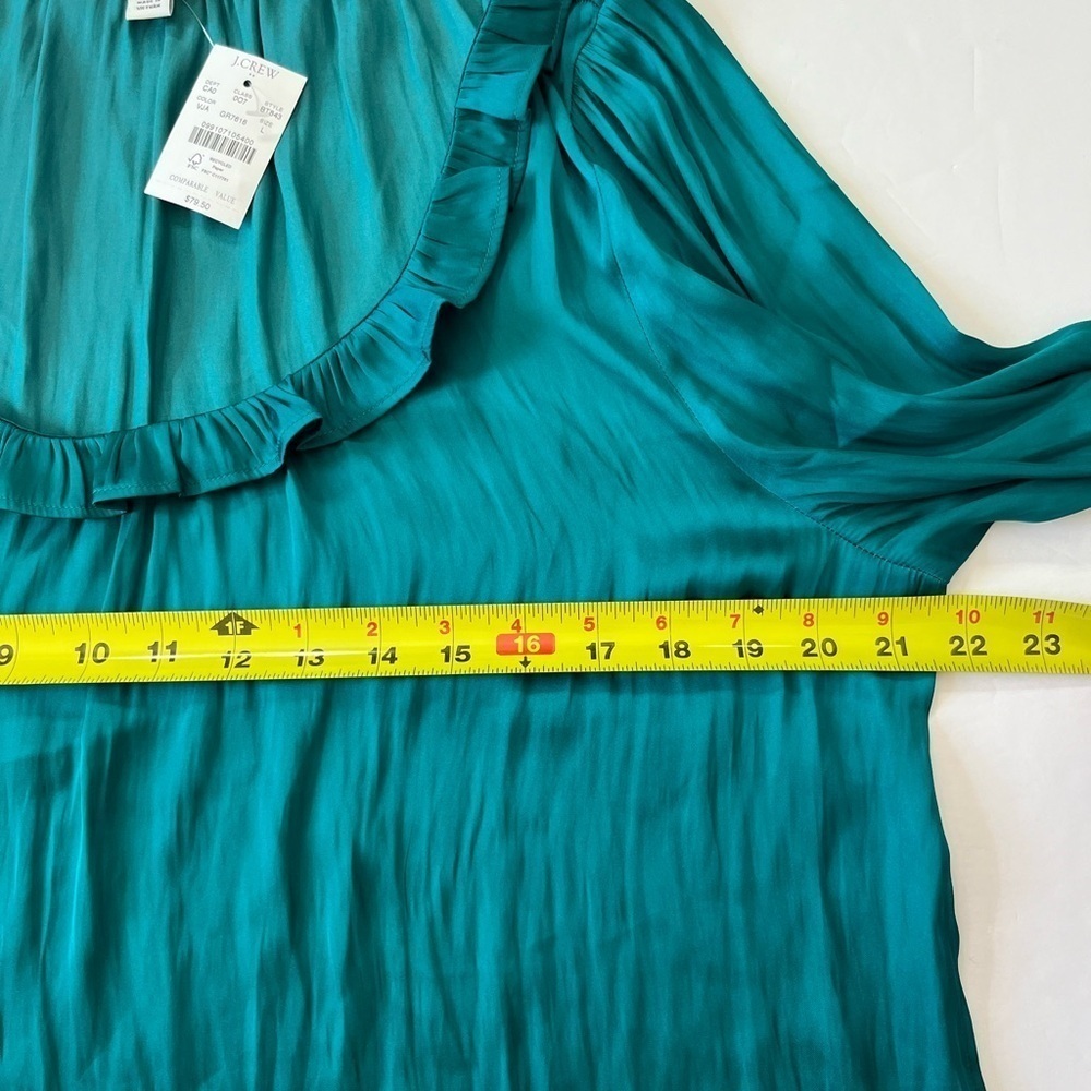 Jcrew Ruffleneck Top Green Long Sleeve Size Large New *See description - Picture 6 of 9